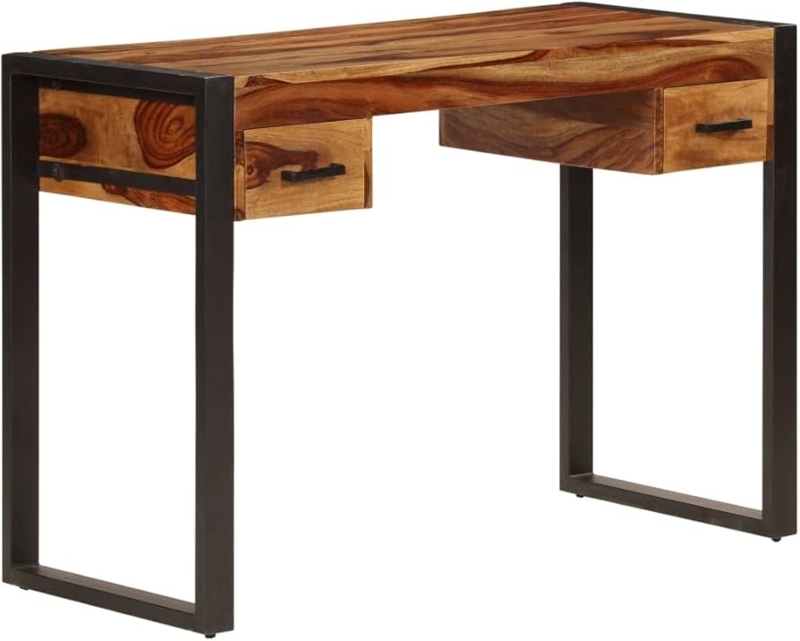 Writing Desk Two Drawers High Contrast Grain Round Knobs