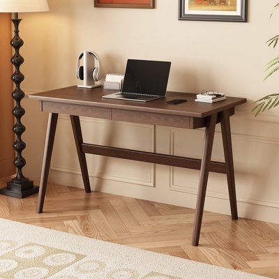 Writing Desk Two Drawers Tapered Legs Mid-Century Modern Style