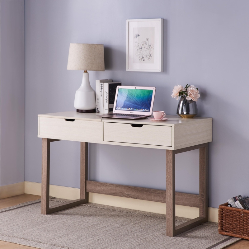 Writing Desk Two-Tone Ivory with Lift Top Design
