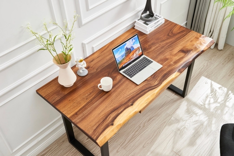 Writing Desk U-shaped Legs Thick Slab Industrial Live Edge