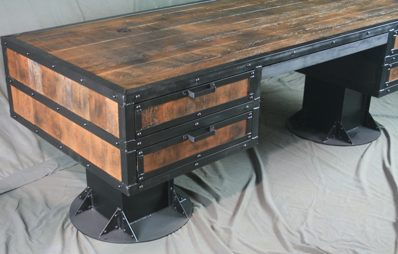 Writing Desk Urban Style Hairpin Legs Reclaimed Wood Three Drawers