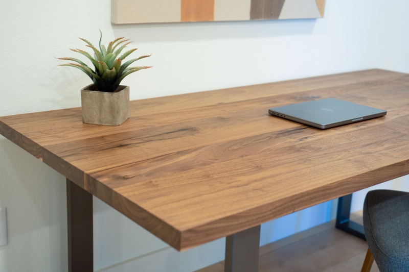 Writing Desk Walnut Slab Leg Design with Thick Top