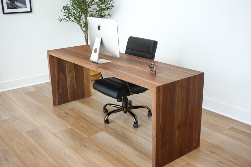 Writing Desk Waterfall Edge and Continuous Grain