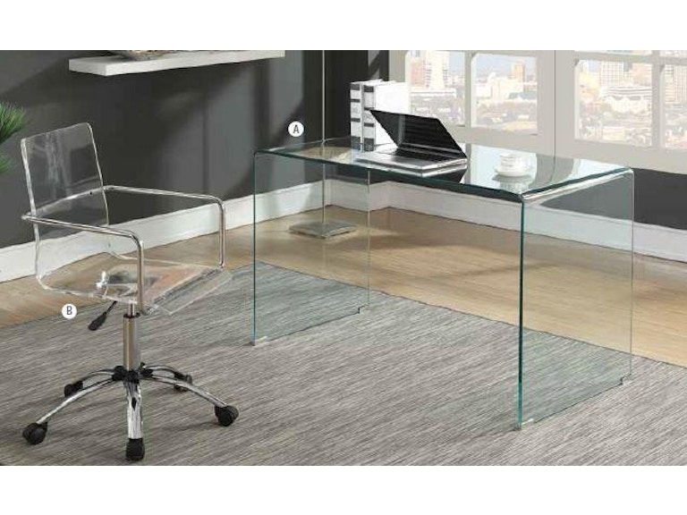 Writing Desk Waterfall Silhouette Bent Glass Seamless Construction
