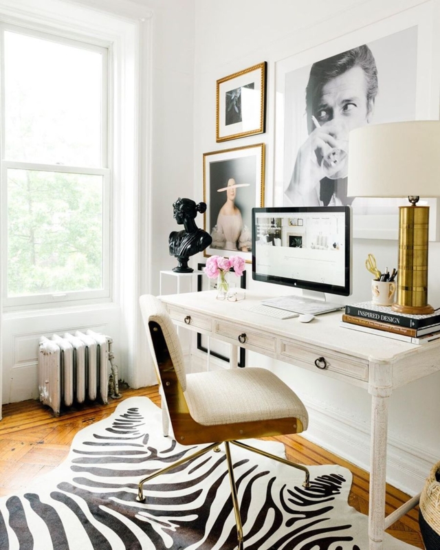 Writing Desk White Modern Home Office Gallery Wall Setup