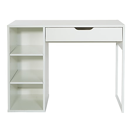 Writing Desk White Trestle Base Two Drawers Scandinavian Home Office