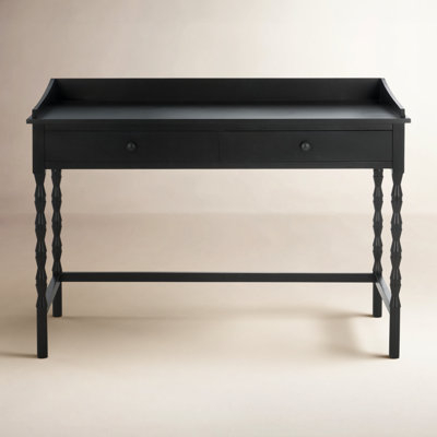 Writing Desk White X-Frame Legs Two Drawers Coastal Farmhouse Styling