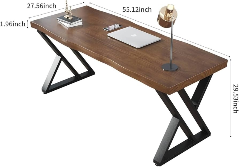 Writing Desk with Aged Brown Finish and Slender Metal Legs