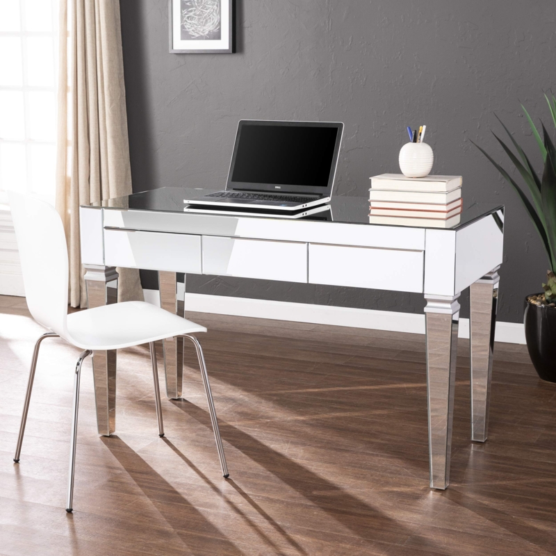 Writing Desk with Beveled Edges and Crystal Knobs for Home Office