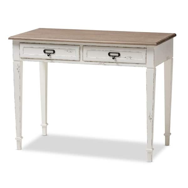 Writing Desk with Cabriole Legs Traditional French White Finish