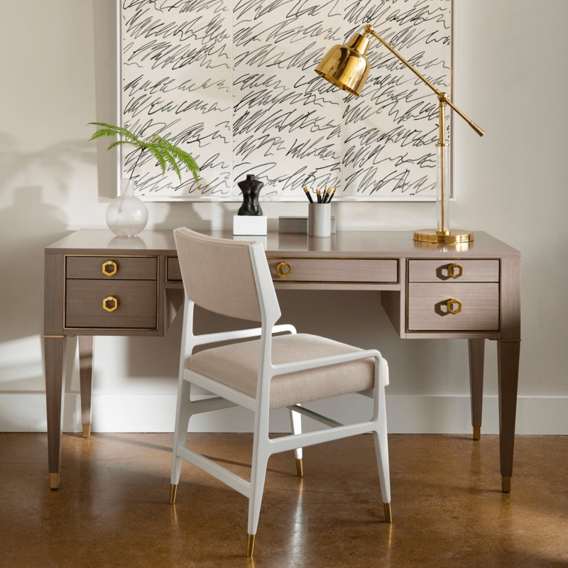 Writing Desk with Champagne Gold Frame and 3 Drawers