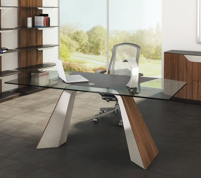 Writing Desk with Curved Upholstered Privacy Panel and Tapered Legs
