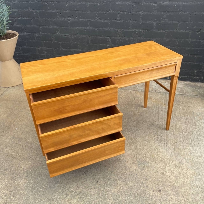 Writing Desk with Cutout Handles, Mid-Century Birch