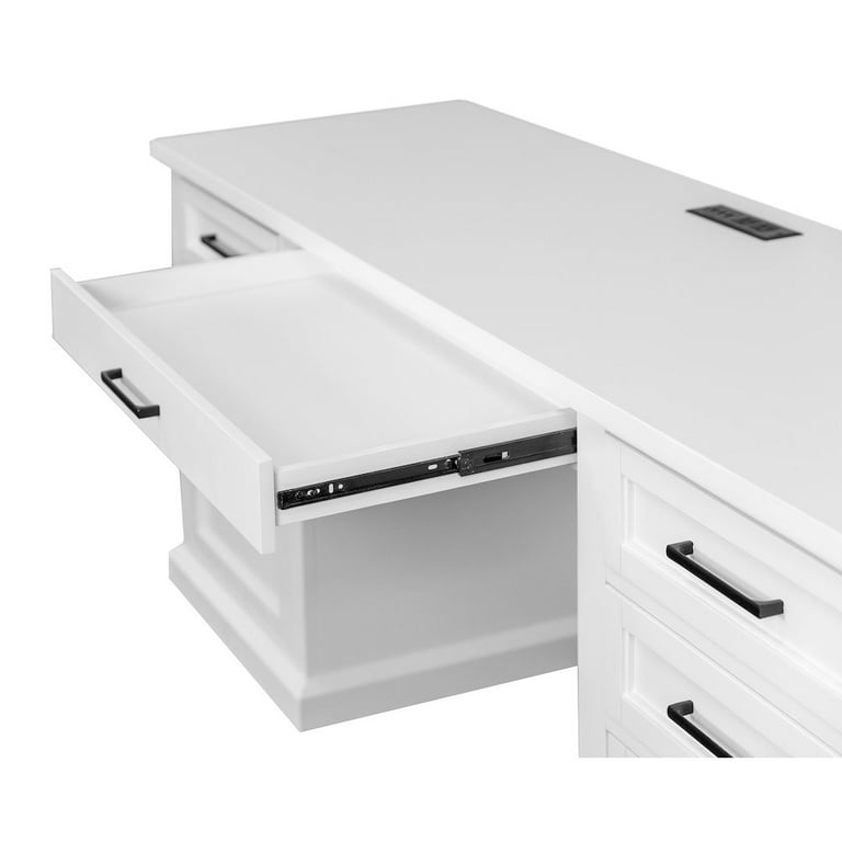 Writing Desk with Cutout Handles White Finish Splayed Legs