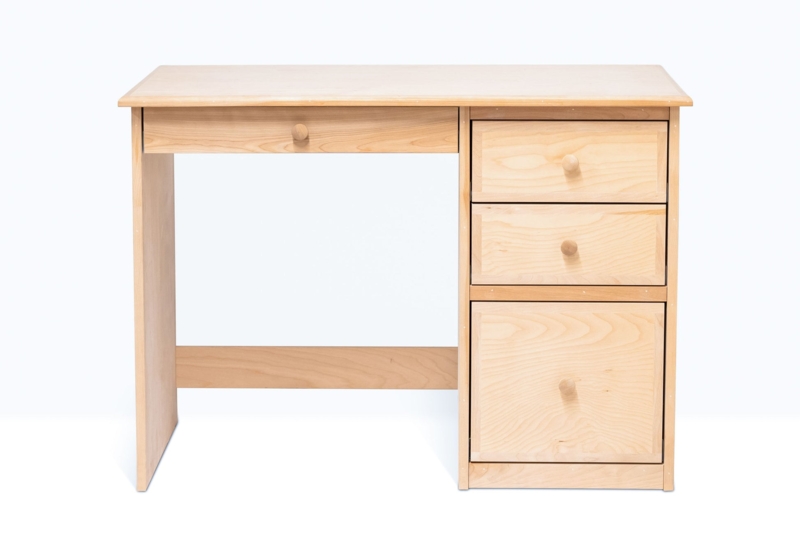 Writing Desk with Five Drawers, Honey Wood Tone