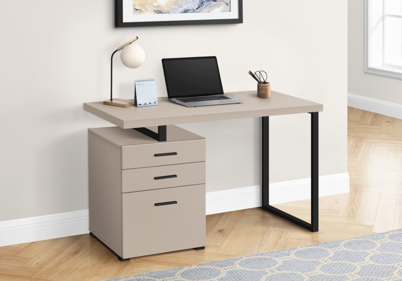Writing Desk with Floating Top and Black U-shaped Legs