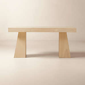 Writing Desk with Fluted Sides, Bleached Oak Tone, and Two Drawers