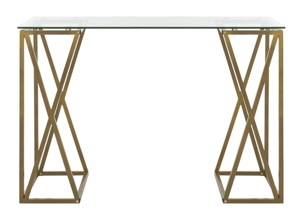 Writing Desk with Grey Marbled Top and Matte X-Frame Legs