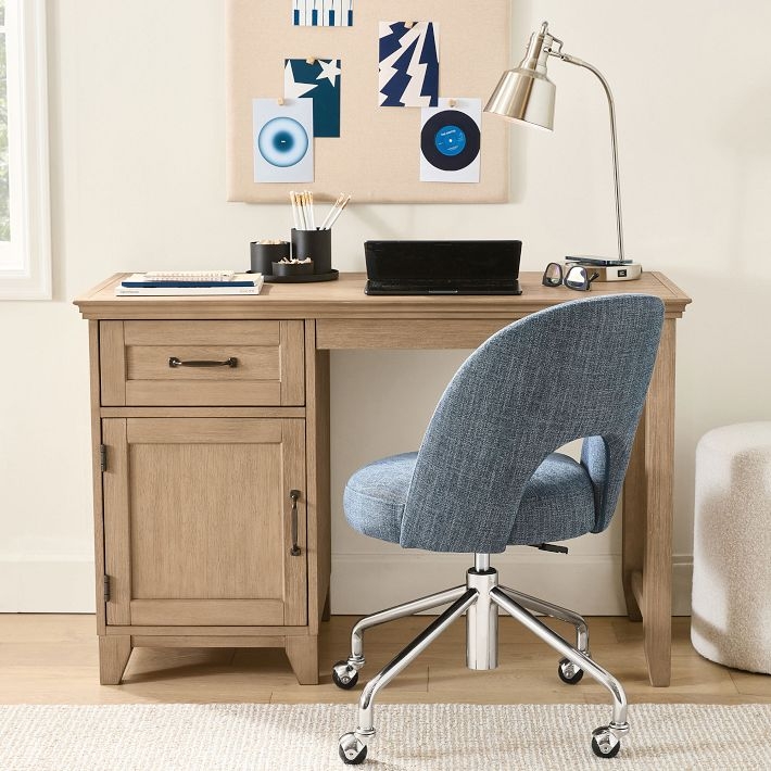 Writing Desk with Hutch and Integrated Corkboard in Grey