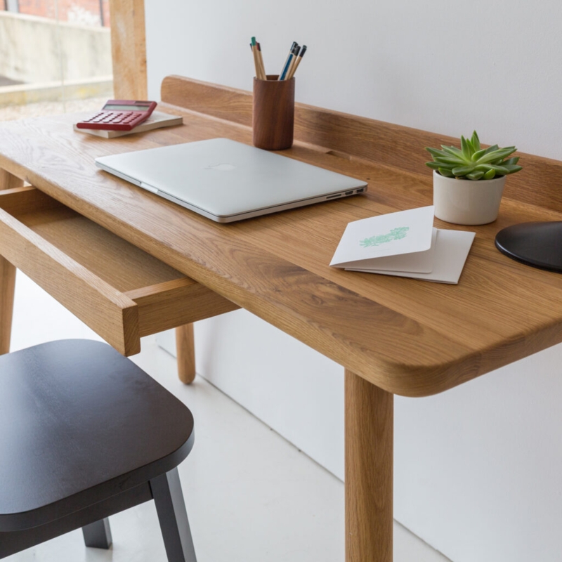 Writing Desk with Peg Handle & Rounded Corners Scandi Wooden Style