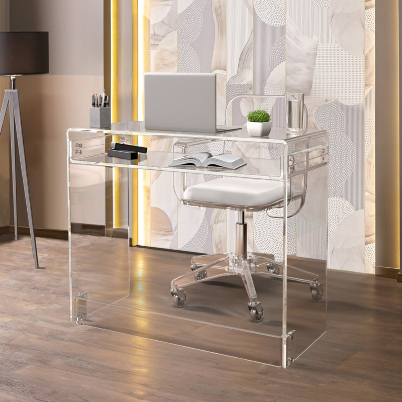 Writing Desk with Seamless Waterfall Edge & Thick Panel