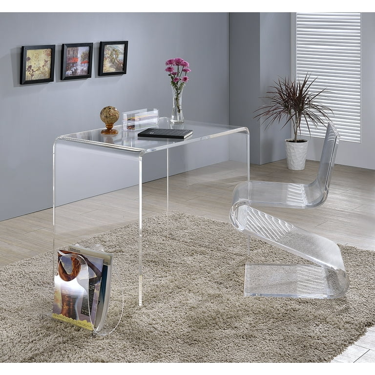 Writing Desk with Slab Construction and Full Transparency