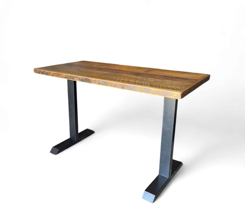 Writing Desk with Two Drawers and X-Brace Legs, Farmhouse Wood and Iron.