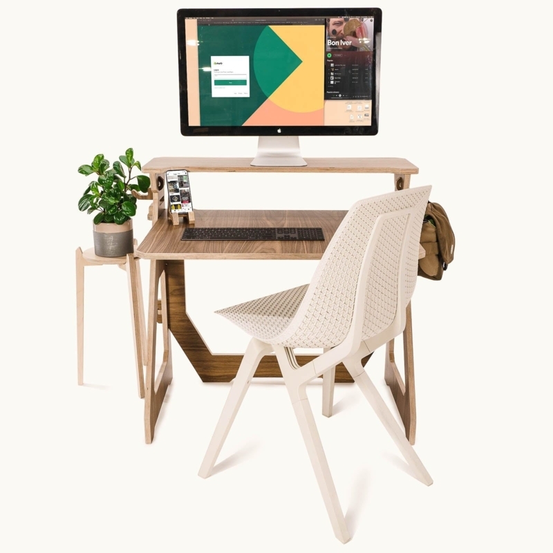 Writing Desk with Two-Tier Design and Walnut Finish