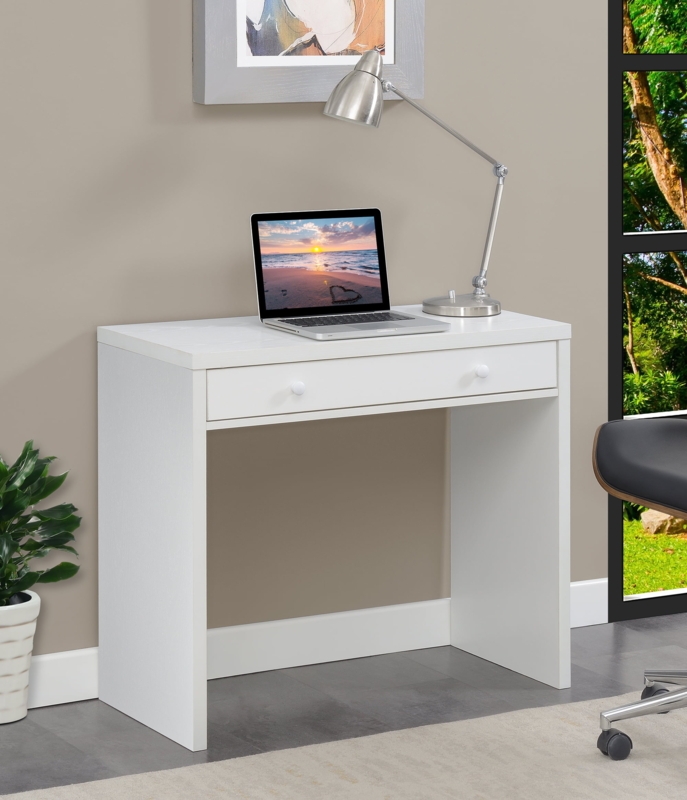 Writing Desk with Two-Tone Design, Scandinavian Style Compact Workspace