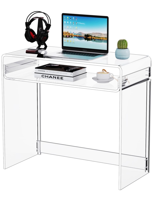 Writing Desk with Waterfall Edge and Virtually Invisible Footprint
