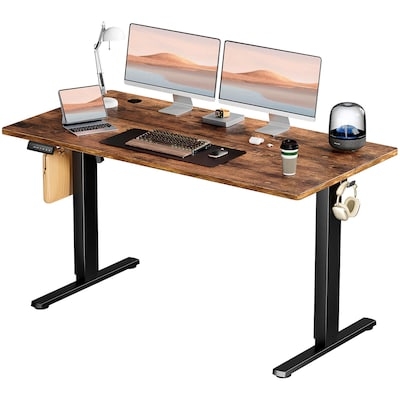 Writing Desk with X-Frame Base, Wood Top, and Black Metal Legs