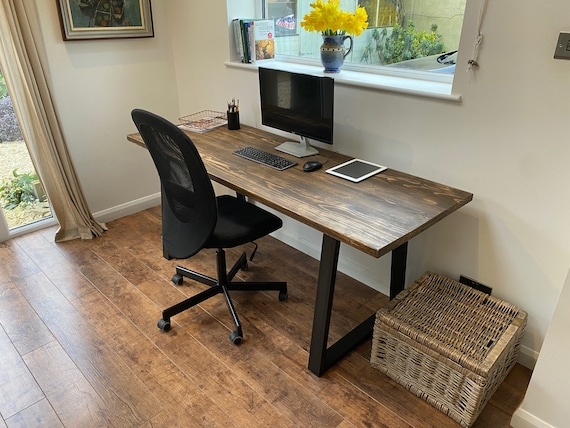 Writing Desk X-Frame Legs Minimalist Silhouette Industrial Study
