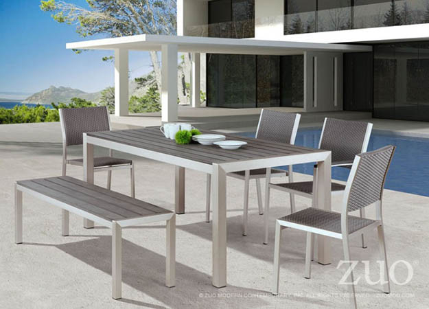 Zuo Outdoor Metropolitan Aluminum Faux Wood Dining Set