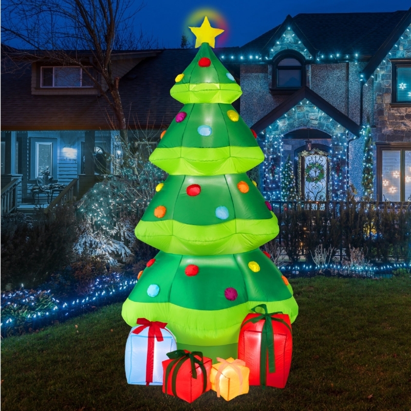 10ft Inflatable Christmas Tree with Multi-Tiered Silhouette