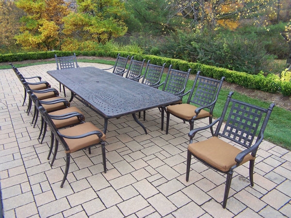13 Piece Outdoor Dining Set Expandable Table High Back Charcoal