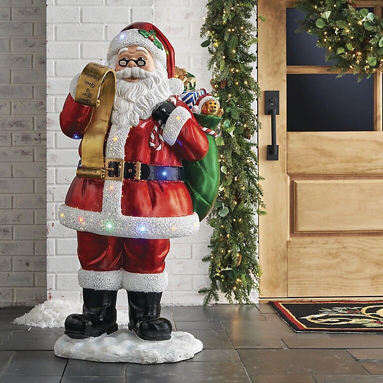 4-Ft Holiday Figurine with Fiber-Optic Beard and Nice List Scroll