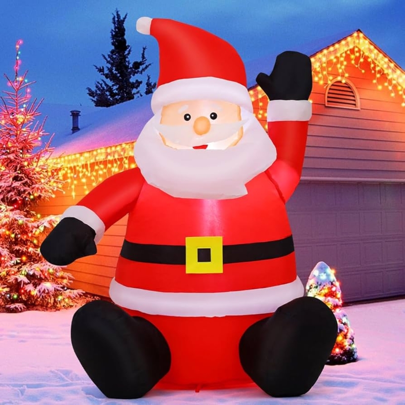 4ft Inflatable Santa Claus in Sitting Pose with Internal LEDs