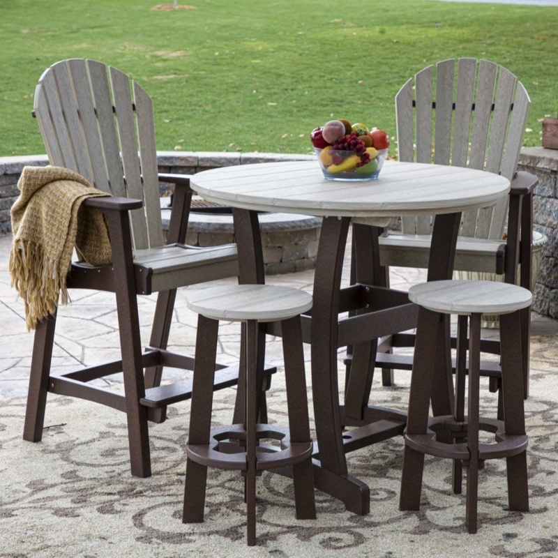 5-Piece Adirondack Style Bar Height Set in Durable Poly Resin
