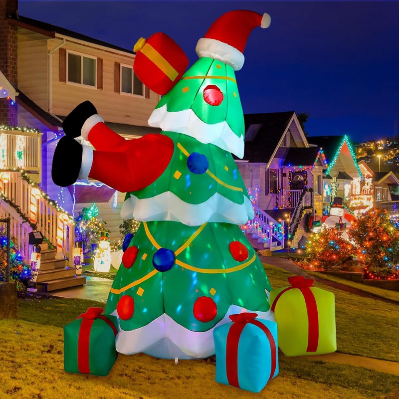 7ft Christmas Inflatable Climbing Santa and Tree Scene with LED Lights