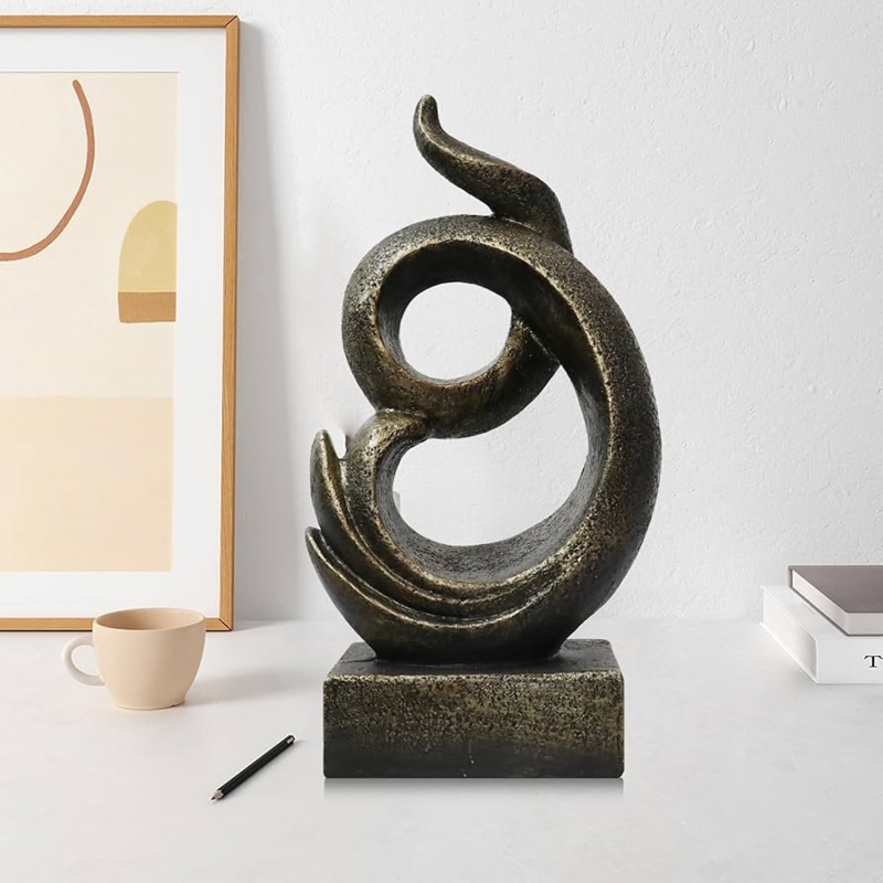 Abstract Bronze Shelf Sculpture, Slender Silhouette on Circular Base