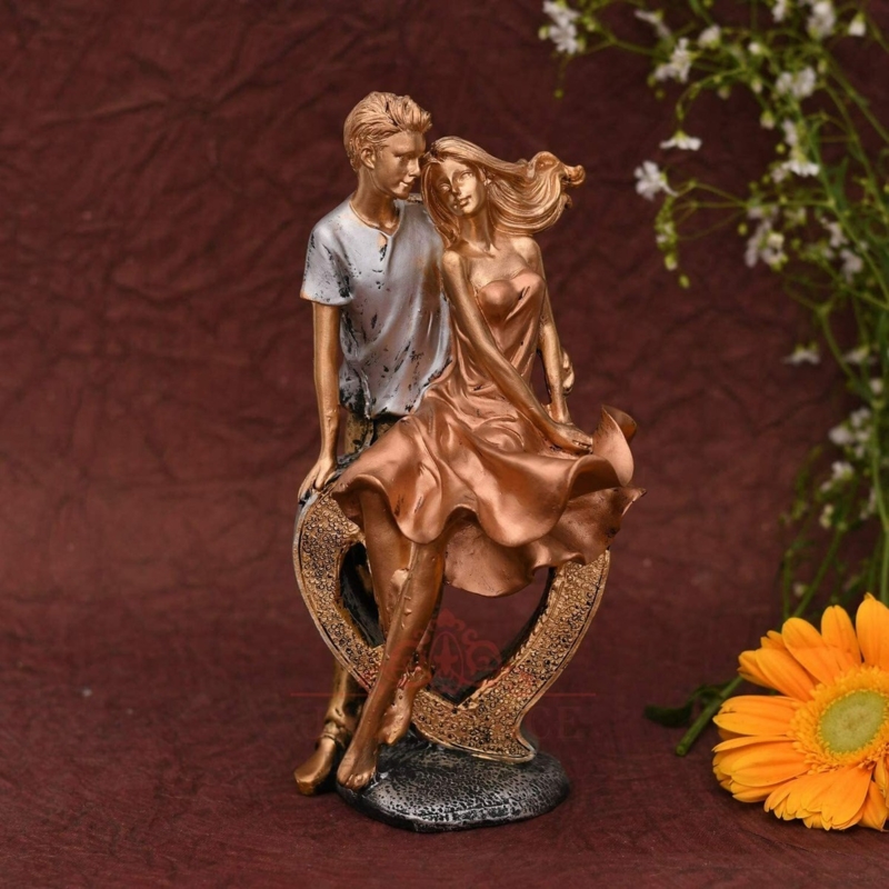 Abstract Couple Sculpture, Weathered Stone-Look, Intertwined