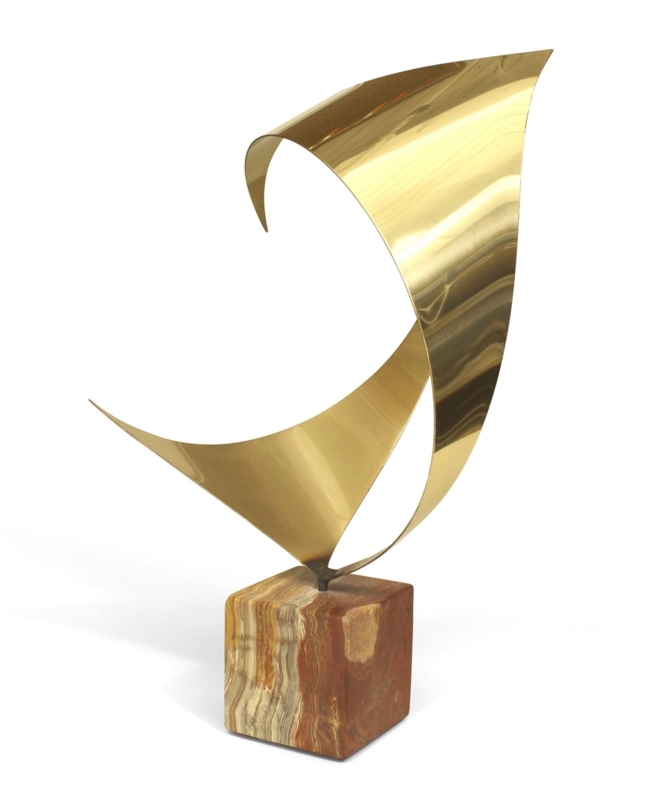 Abstract Sculpture Brass Toned Interlocking Plates