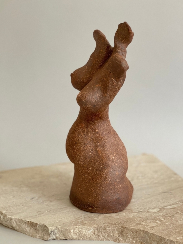 Abstract Sculpture Brown Pitted Clay Texture Biomorphic Wabi Sabi Art