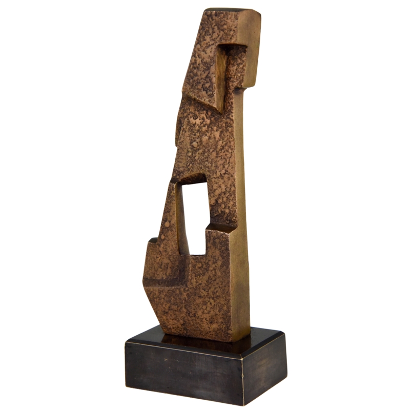 Abstract Sculpture Intertwining Loops Patinated Bronze