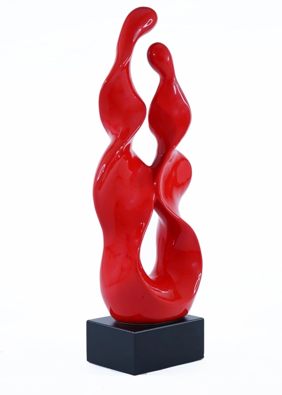 Abstract Sculpture Knotted Ribbon Form, Glossy Finish on Black Base