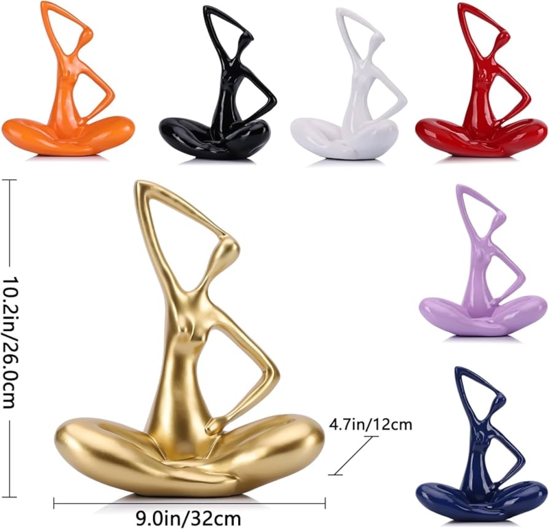 Abstract Sculpture Matte Orange Stylized Female Silhouette Seated Pose