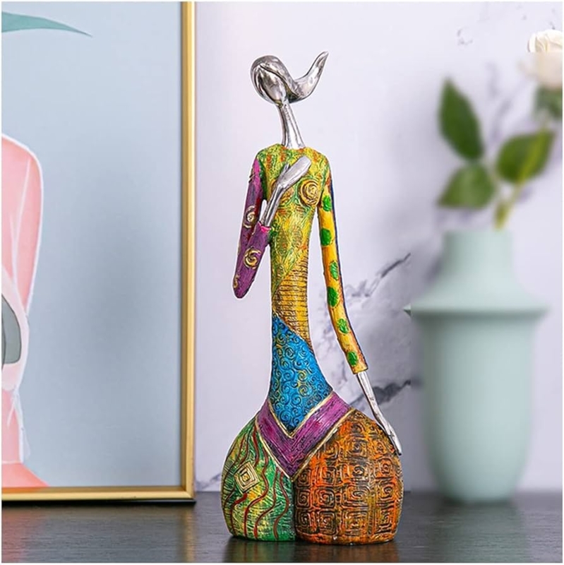 Abstract Sculpture Multicolored Pattern Reading Pose Boho Decor