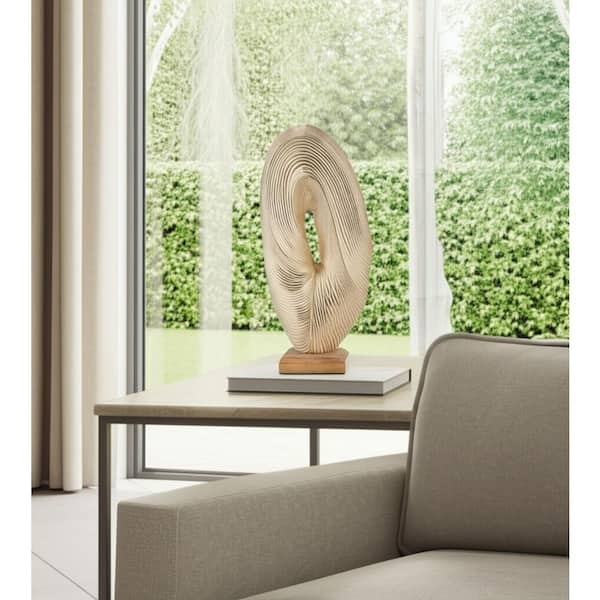Abstract Sculpture Oval Intertwined Loops Textured Surface Gold
