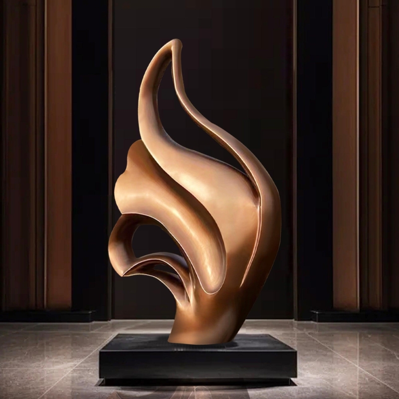 Abstract Sculpture Spiraling Form Polished Modern Outdoor Art
