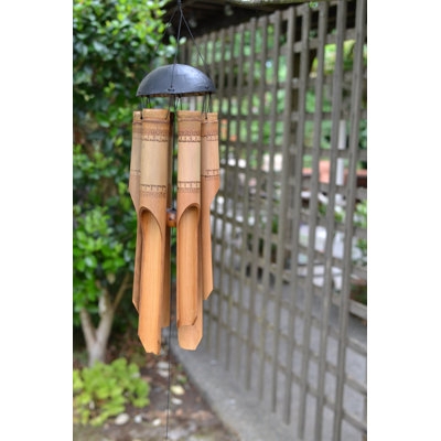 Abstract Wood Wind Chime with Organic Pendants for Tropical Garden